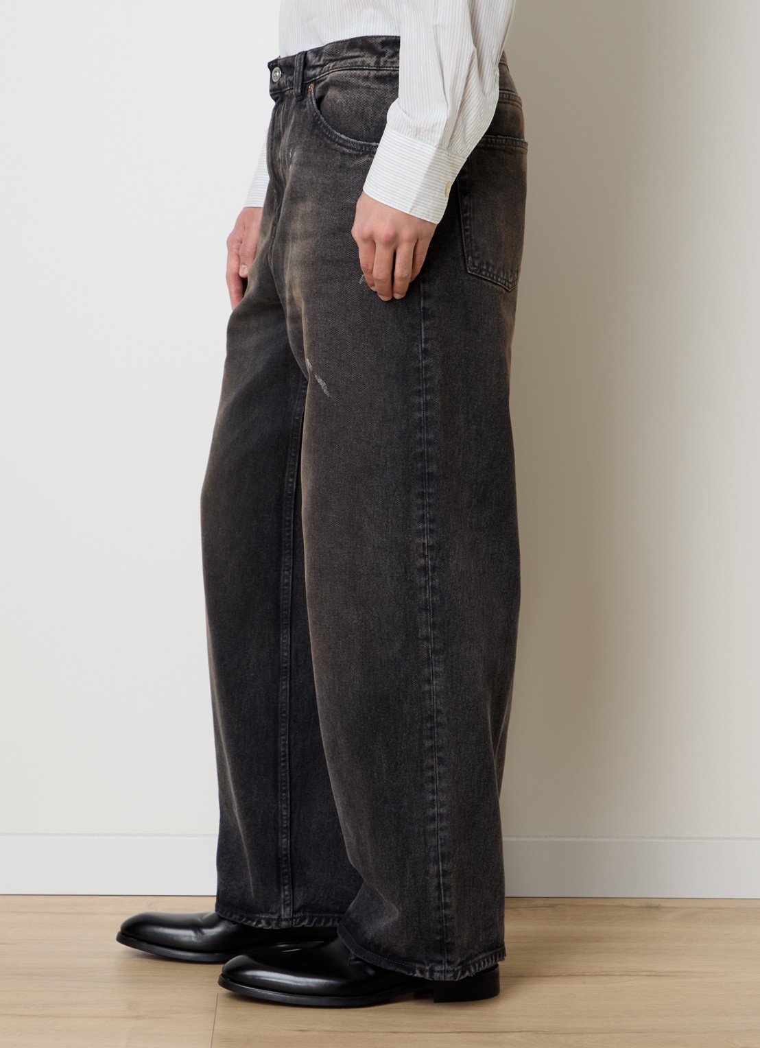 Our Legacy Wide leg jeans met gekleurde wassing - detail 5 antraciet