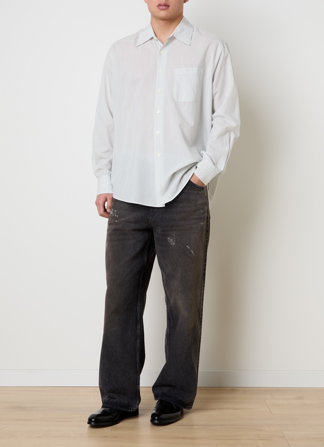 Our Legacy Wide leg jeans met gekleurde wassing - voorkant 3 antraciet