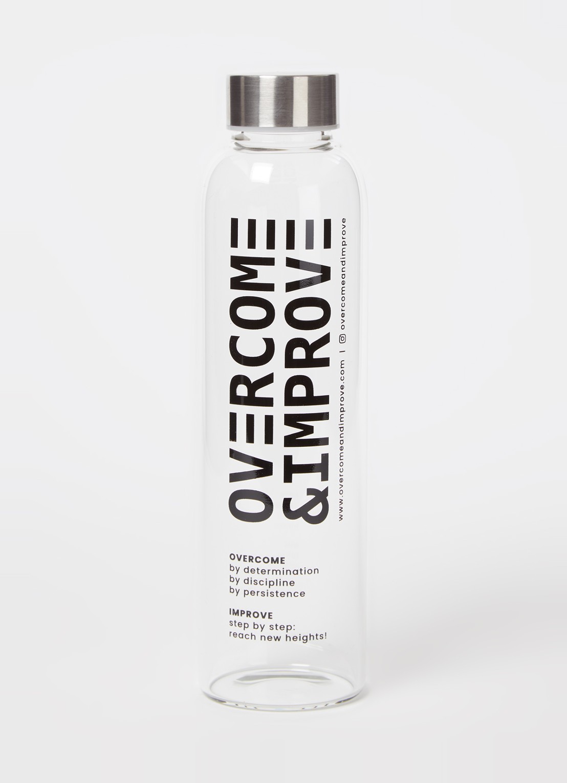 Overcome & Improve Waterfles 55 cl - voorkant 2 transparant