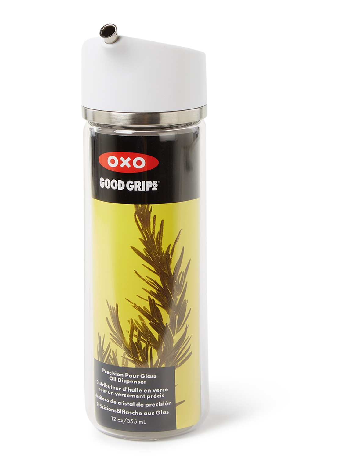 Oxo Good Grips olie- en azijnfles 355 ml - voorkant transparant
