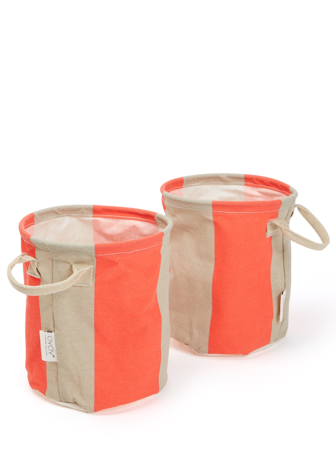 OYOY Living Design Kara Small opbergmand 22 cm set van 2  - voorkant koraalrood