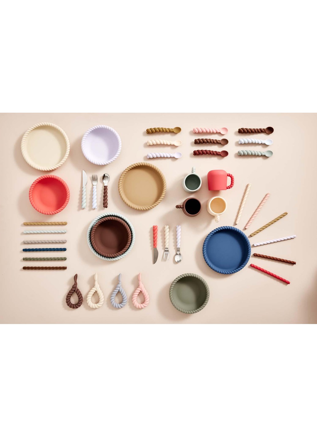 OYOY Mellow kinderbestekset 3-delig  - voorkant 4 beige