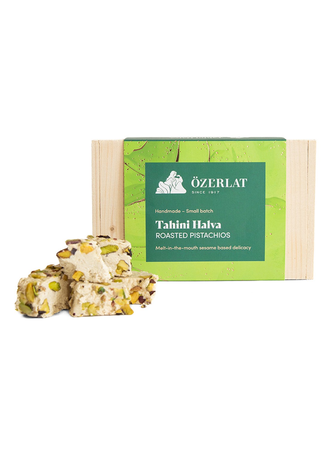 Özerlat Tahini Halva met roasted pistachio 300 gram - voorkant undefined