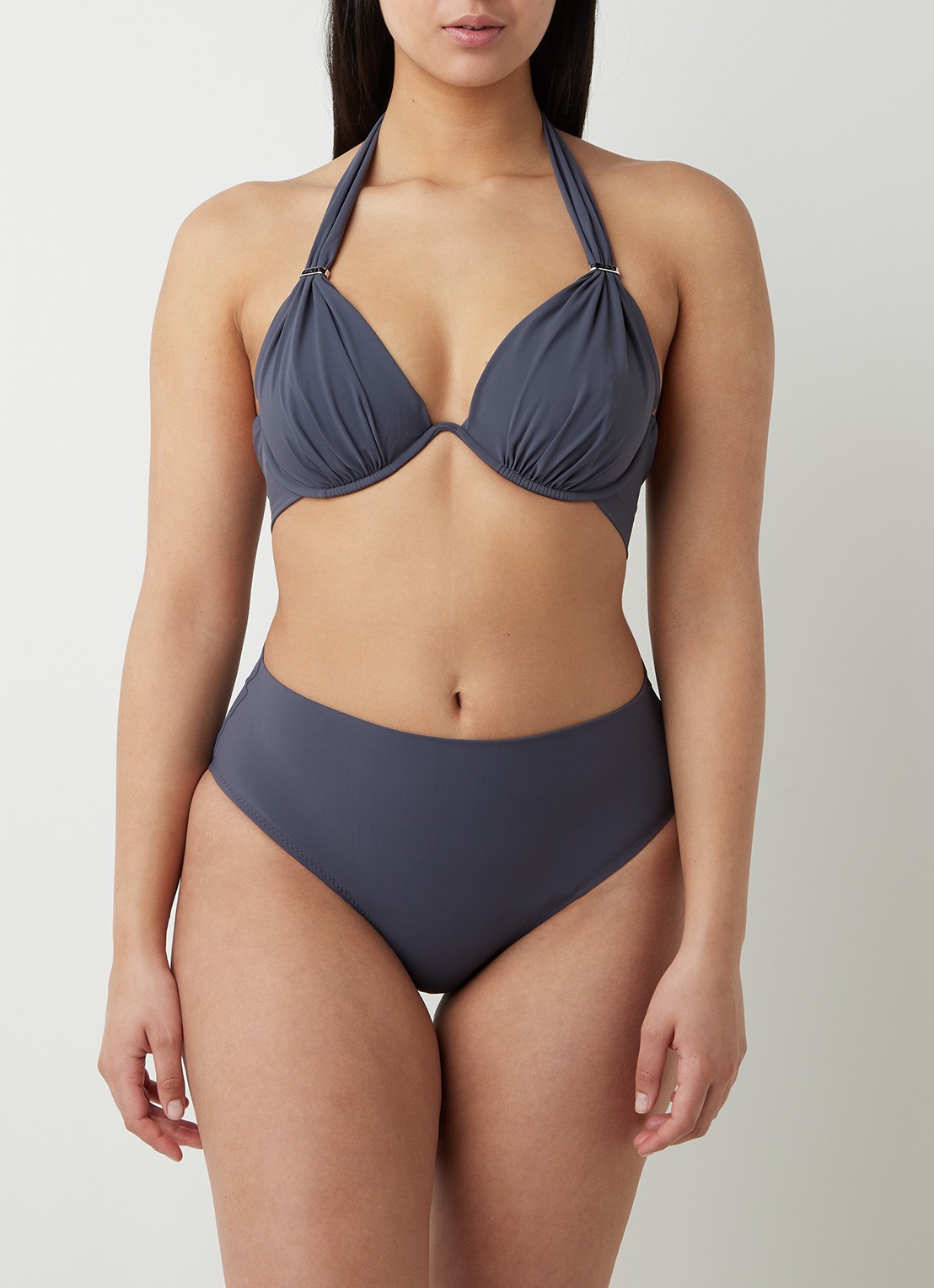 Pain de Sucre Fabia halter bikinitop met beugel - voorkant 2 antraciet