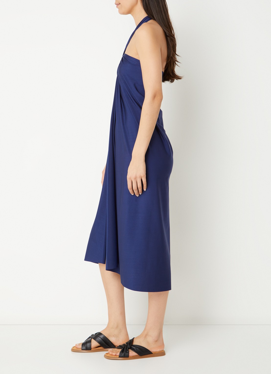 Pain de Sucre Petra maxi strand- halterjurk  - voorkant 3 blauw
