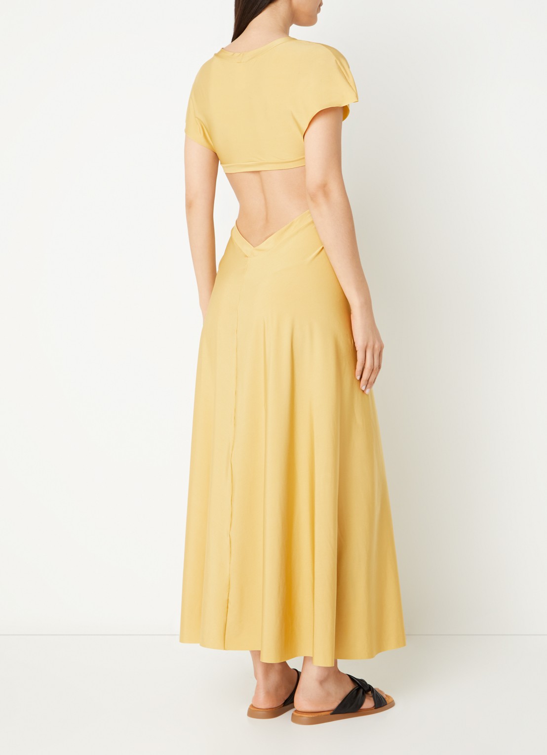 Pain de Sucre Rislene strandjurk met cut-out detail en kralendecoratie  - achterkant 4 goud
