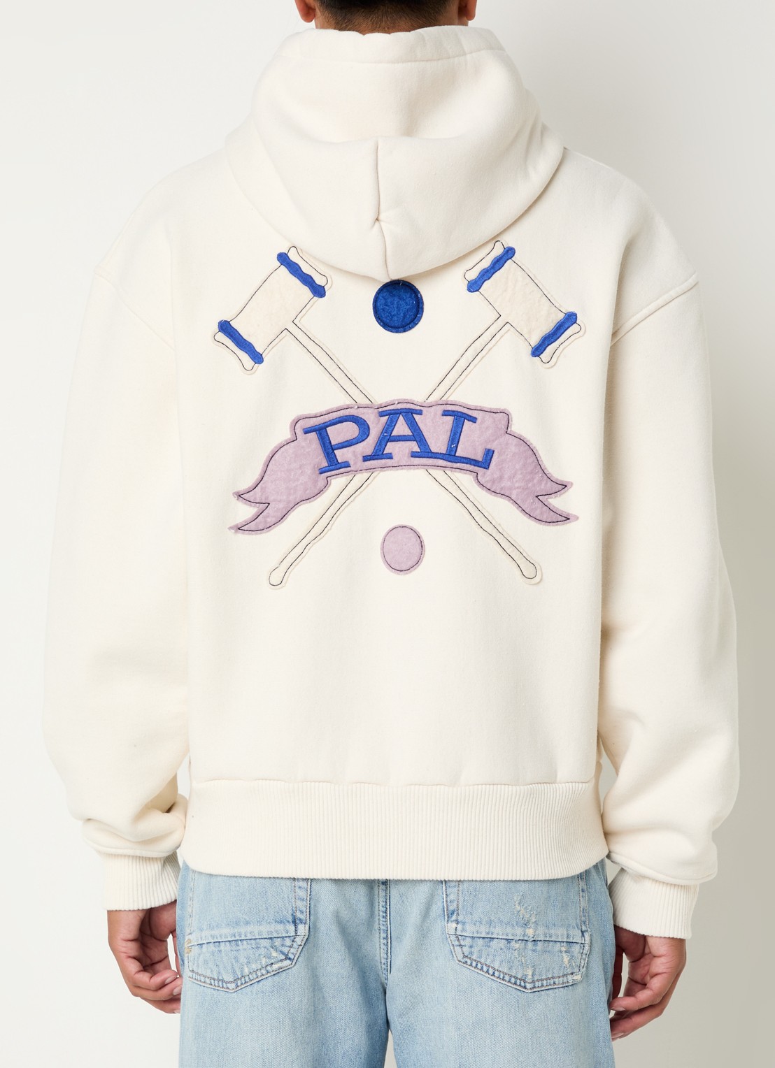 PAL Sporting Goods Duck hoodie met logo- en backprint - detail 2 gebroken wit