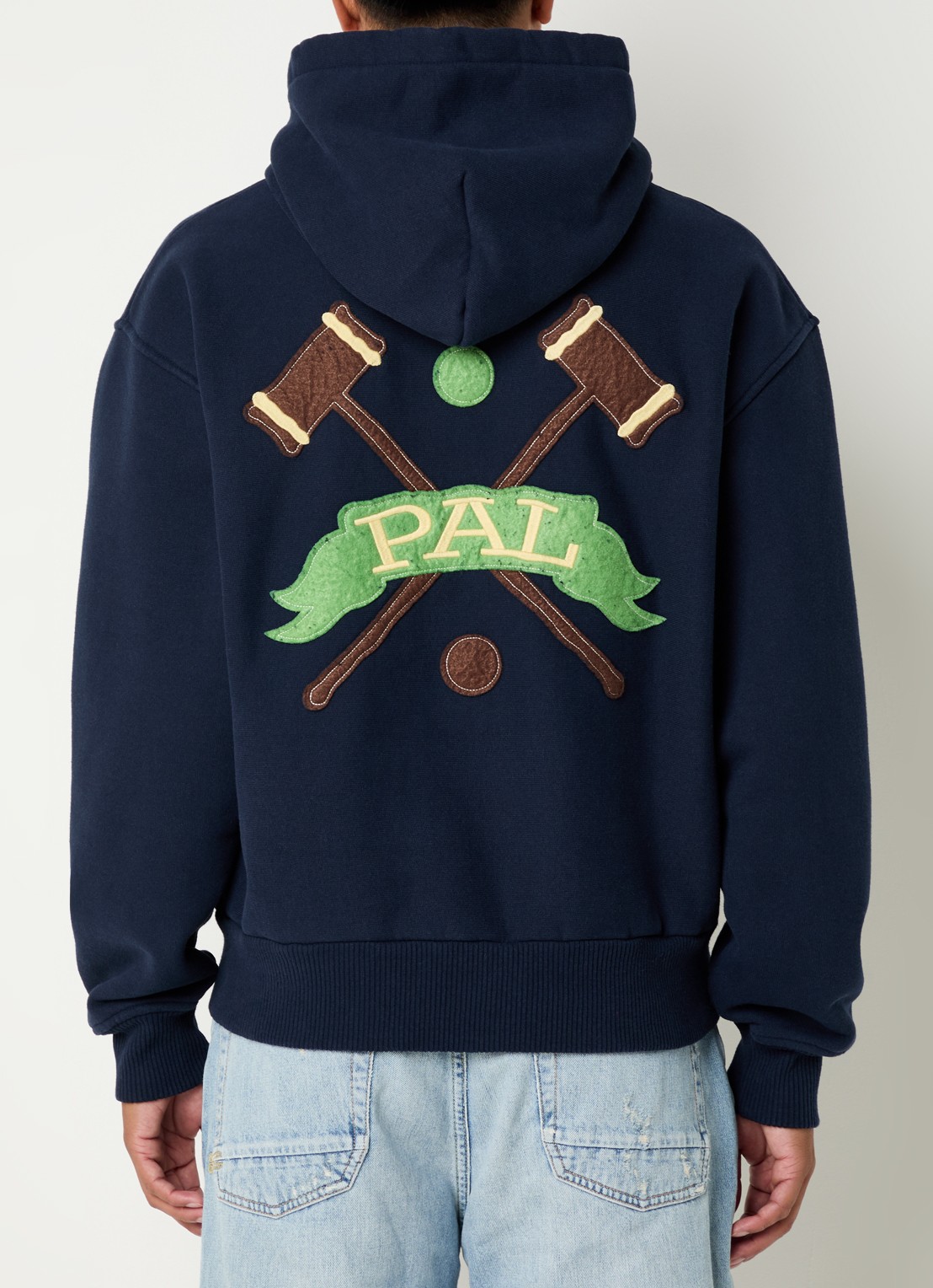 PAL Sporting Goods Duck hoodie met logo- en backprint - detail donkerblauw