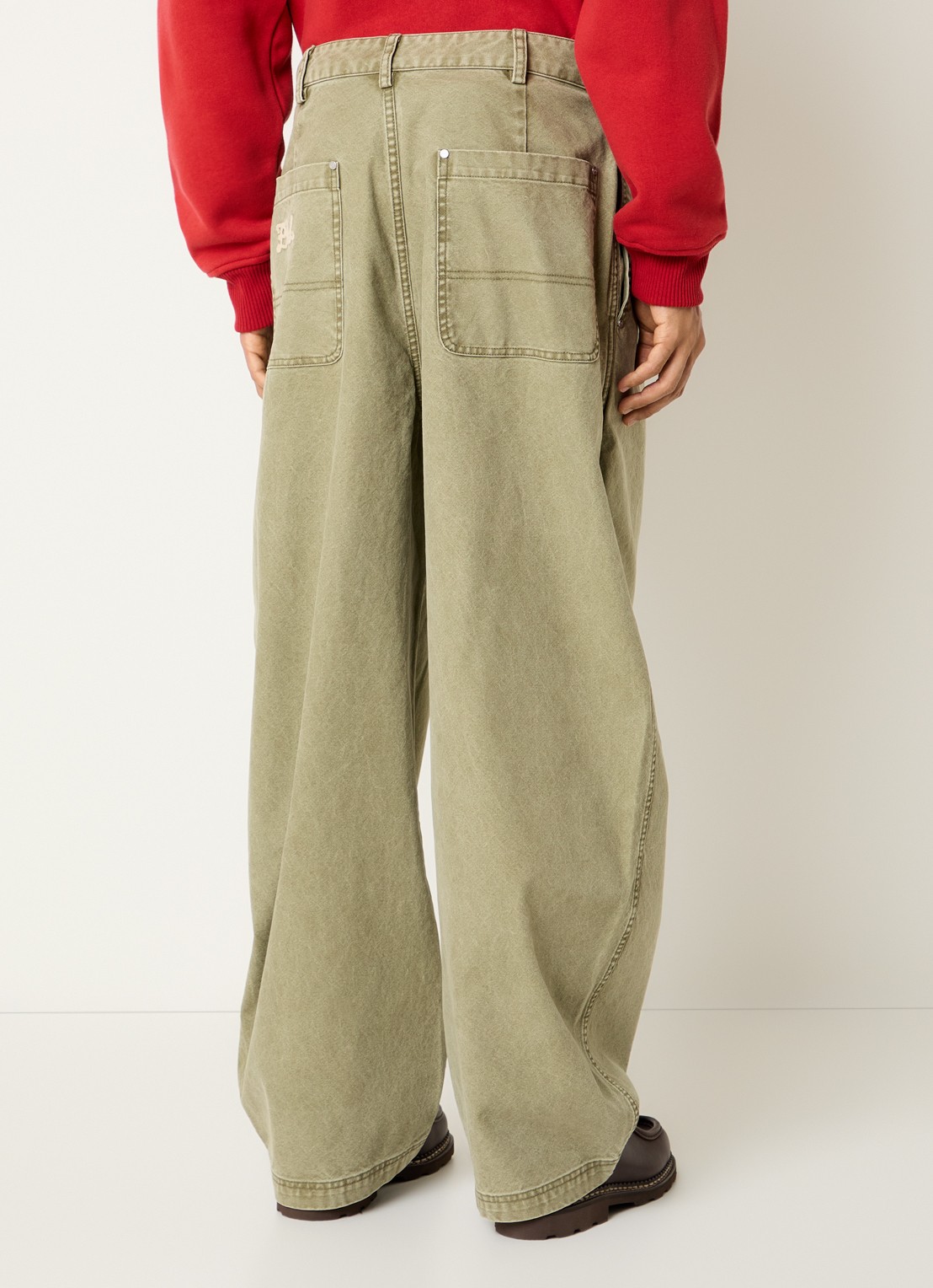 PAL Sporting Goods Gallop loose fit jeans met verwassen afwerking - achterkant 5 lindegroen