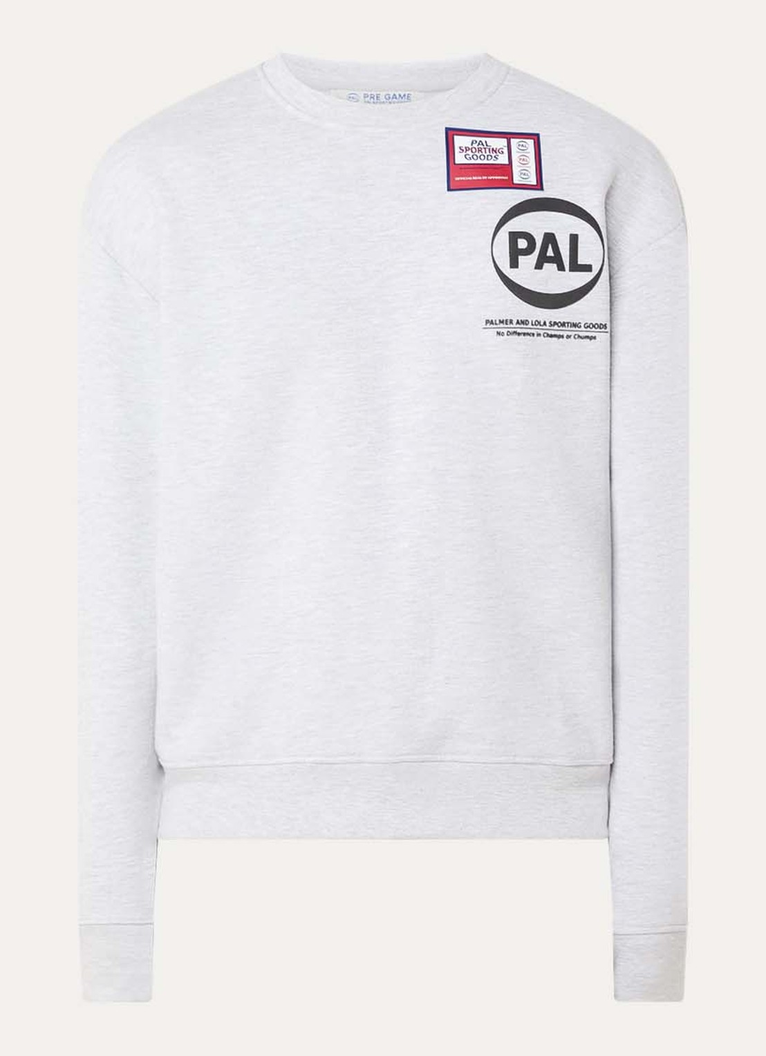 PAL Sporting Goods Game sweater met logoprint - voorkant 3 lichtgrijs