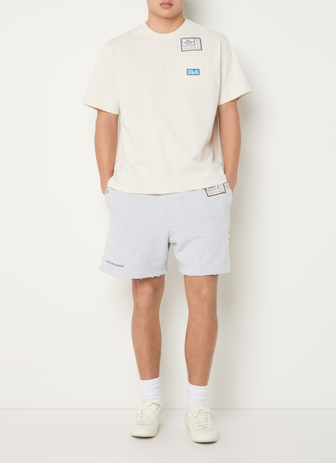 PAL Sporting Goods Garage Goods T-shirt met logo- en backprint - voorkant 3 creme