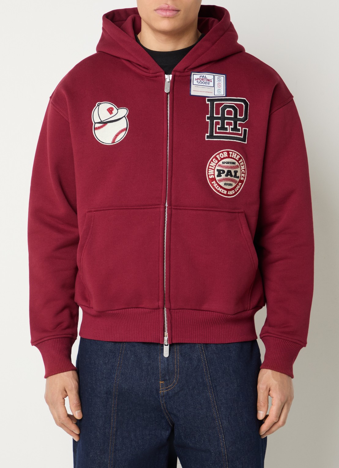 PAL Sporting Goods Hit And Run sweatvest met borduring en backprint - detail 2 donkerrood