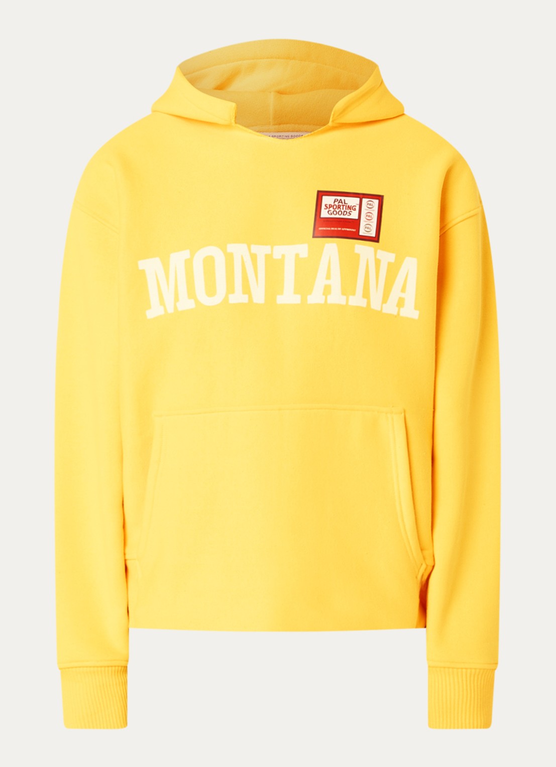 PAL Sporting Goods Montana hoodie met logoprint en destroyed afwerking - voorkant 2 geel