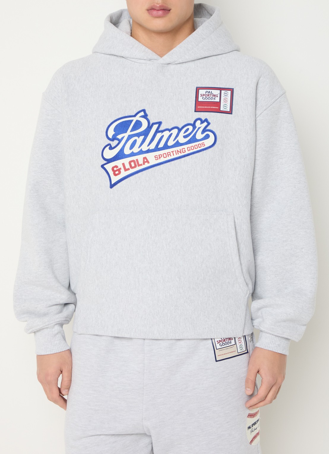 PAL Sporting Goods Palmers League hoodie met logoborduring - detail 2 lichtgrijs
