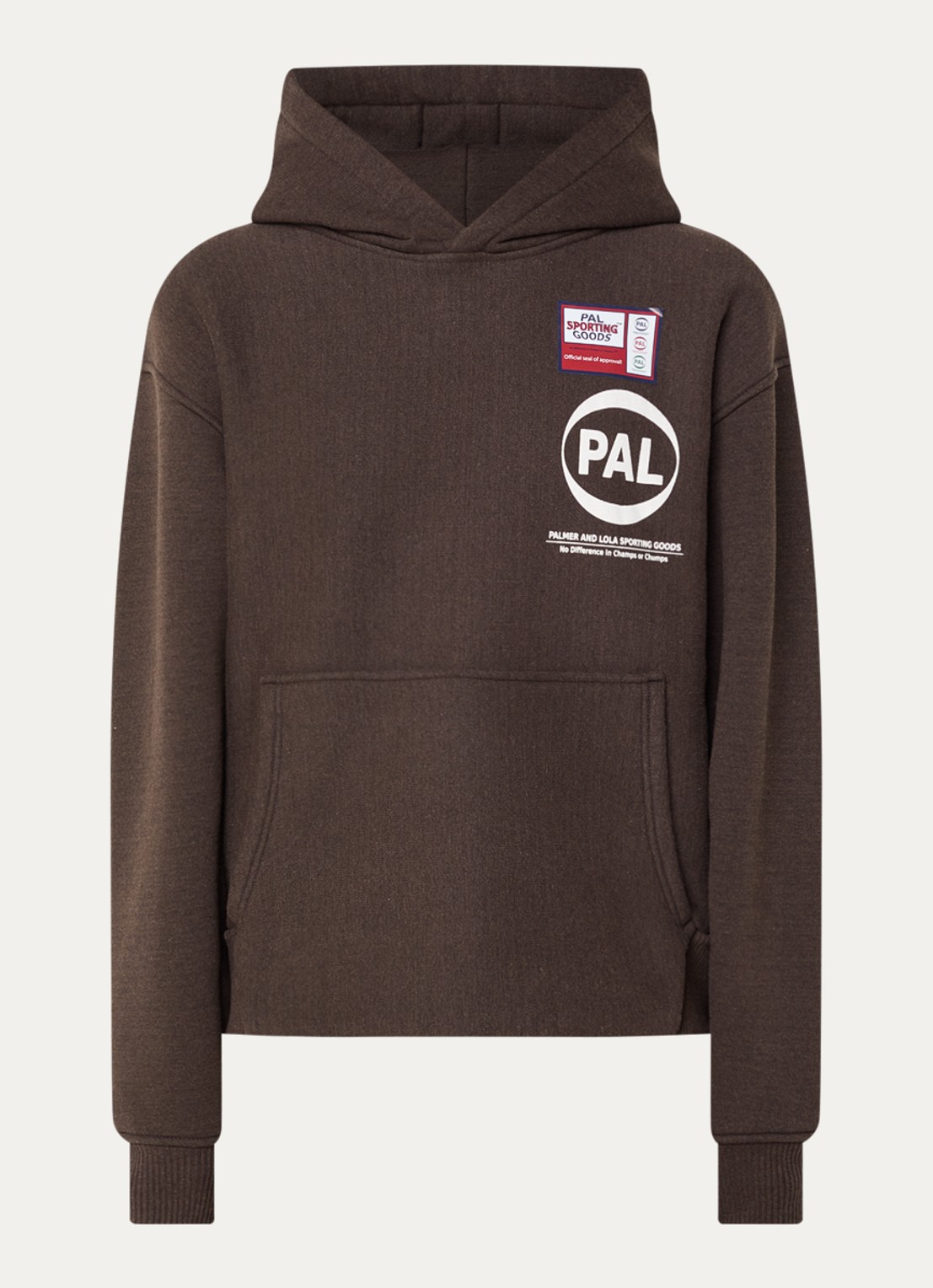 PAL Sporting Goods Pre Game hoodie met logo- en backprint - voorkant bruin