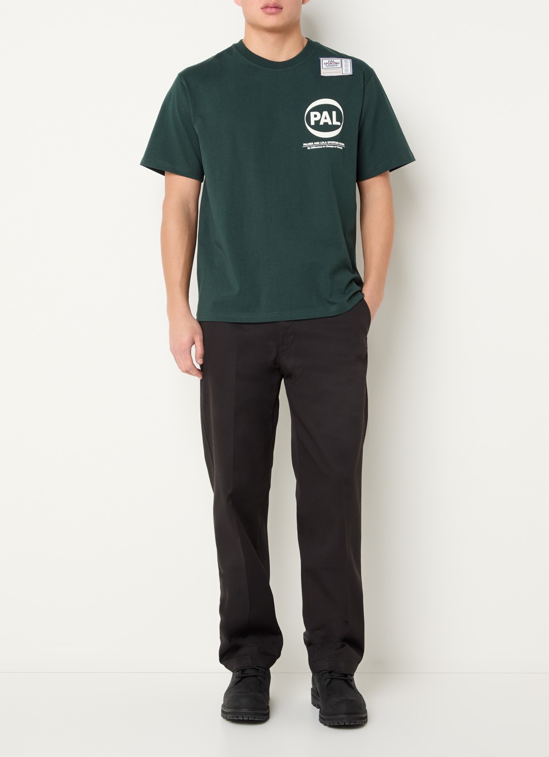 PAL Sporting Goods Pre Game T-shirt met logo- en backprint - voorkant 2 donkergroen