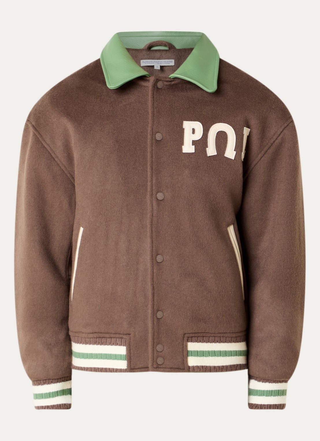 PAL Sporting Goods Ranch gewatteerd baseball jack van wol met details van leer - voorkant 3 mahoniebruin