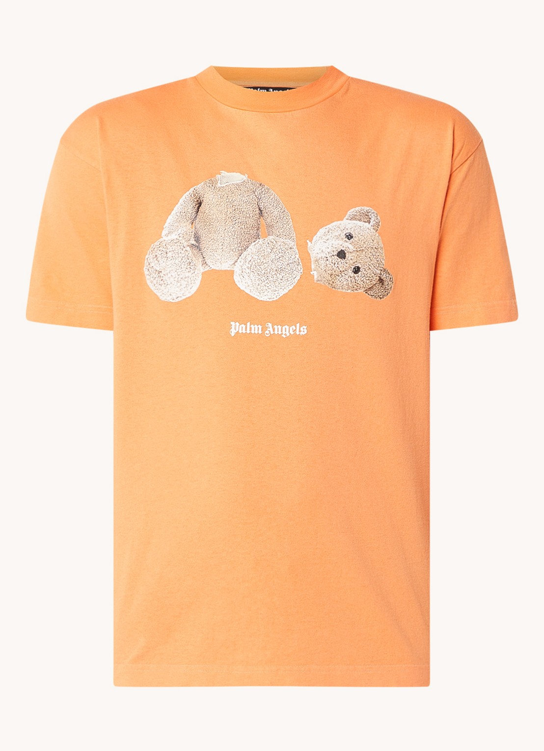 Palm Angels Bear T-shirt met front-en backprint - voorkant 4 oranje