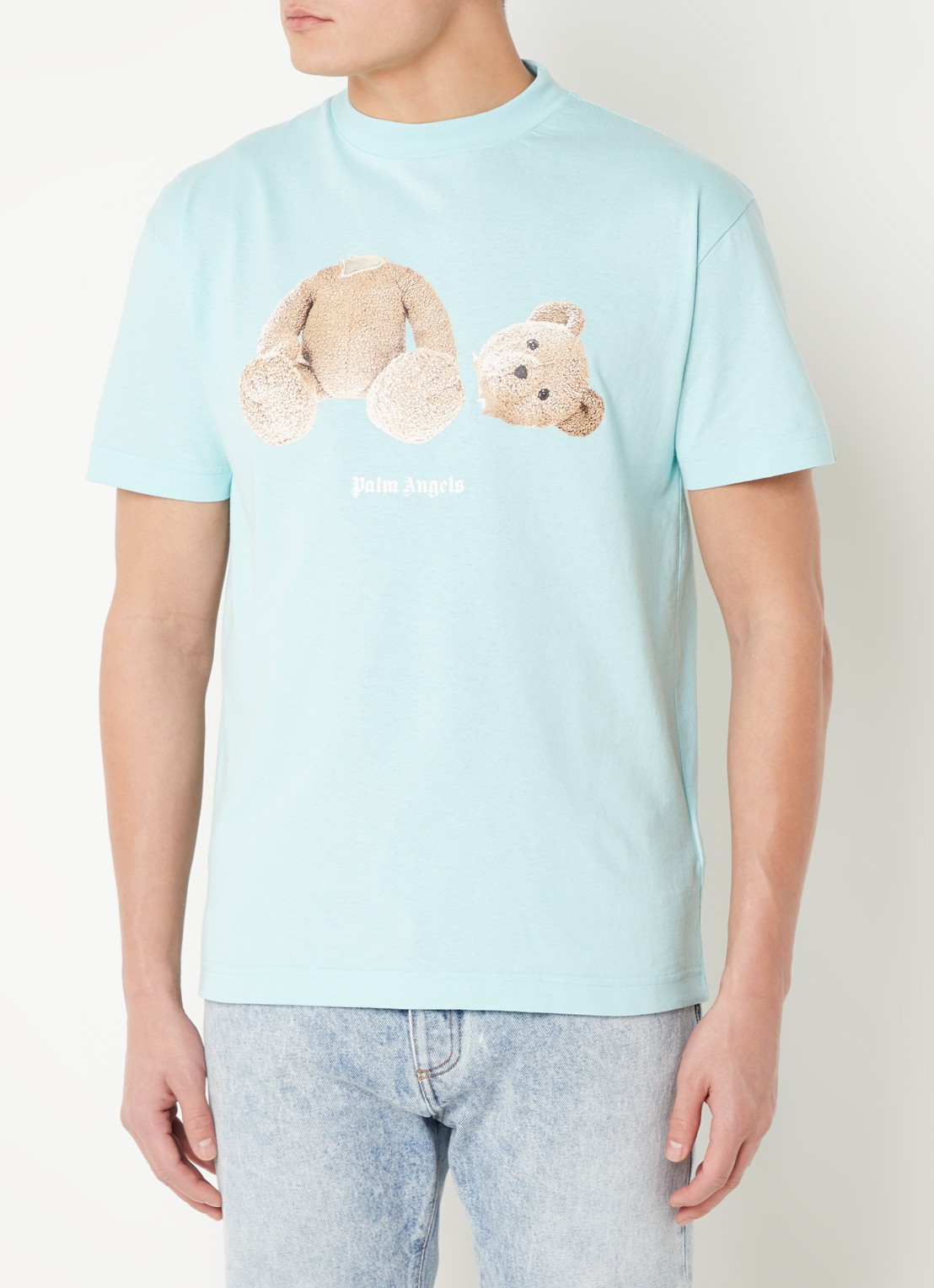 Palm Angels Bear T-shirt met front-en backprint - detail 4 turquoise