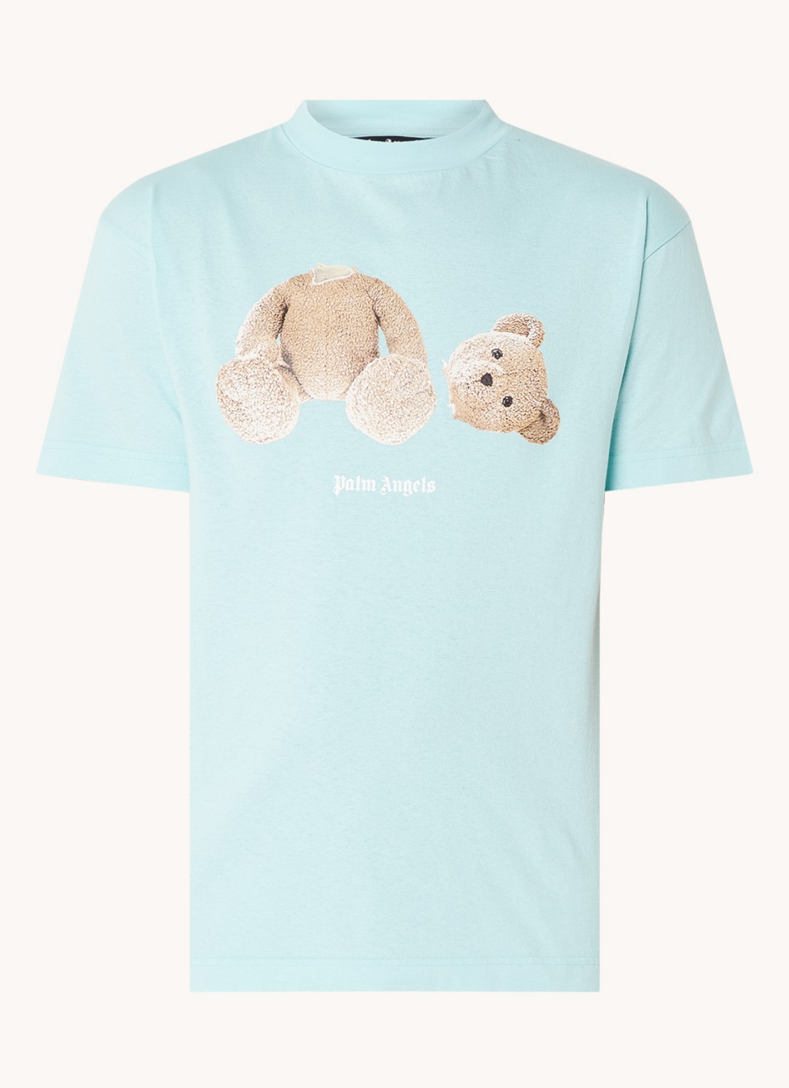 Palm Angels Bear T-shirt met front-en backprint - voorkant turquoise