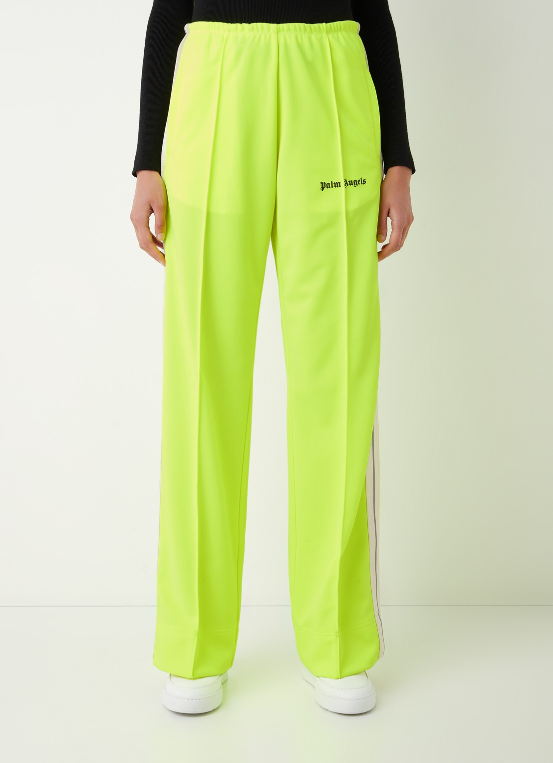 Palm Angels Milano high waist loose fit trackpants met streepdetail - detail 4 neongeel