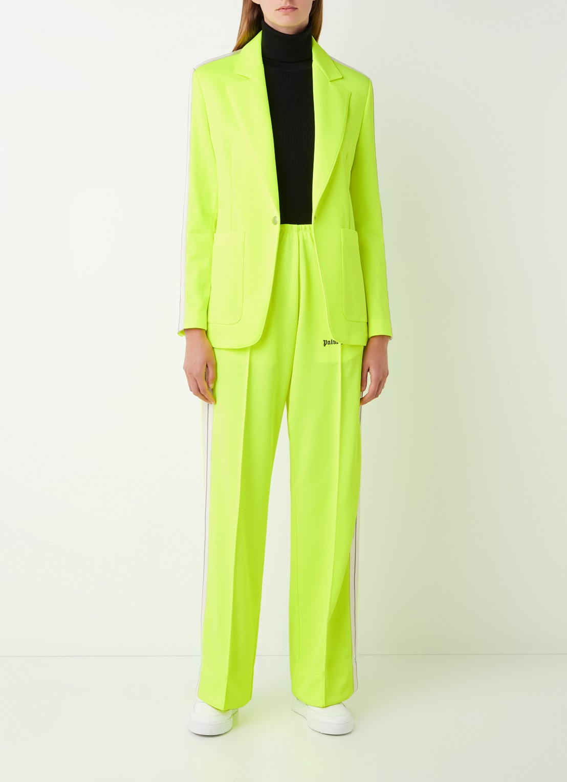 Palm Angels Milano high waist loose fit trackpants met streepdetail - voorkant 3 neongeel