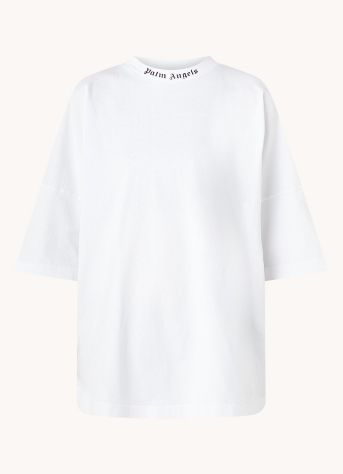 Palm Angels Oversized T-shirt met logo- en backprint - voorkant 2 wit