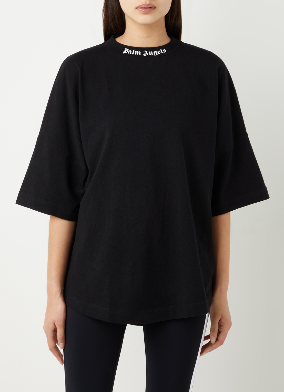 Palm Angels Oversized T-shirt met logo- en backprint - achterkant zwart