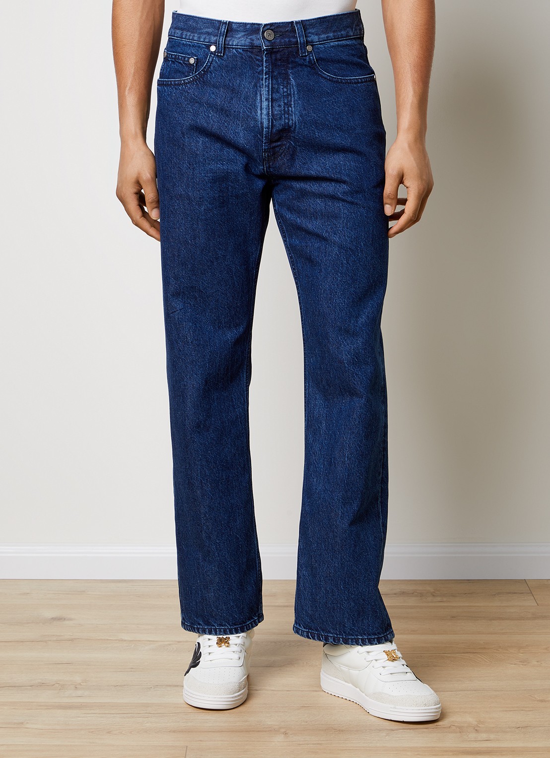 Palm Angels Straight leg jeans met donkere wassing - detail 4 indigo