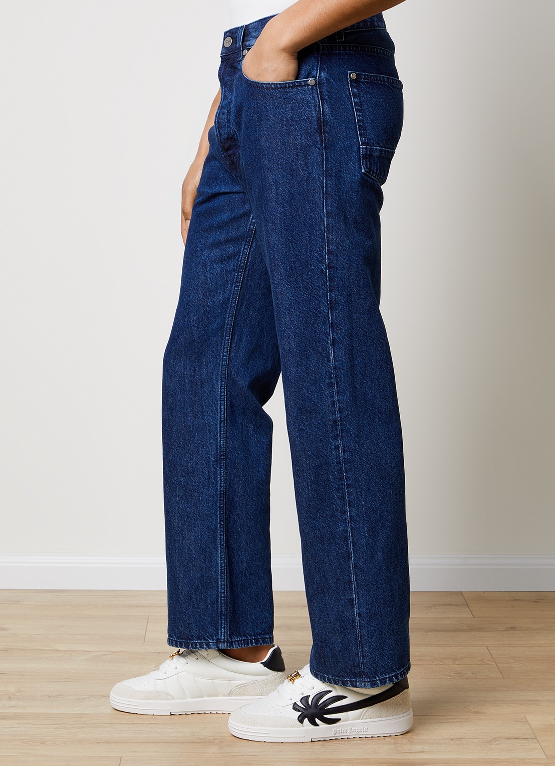 Palm Angels Straight leg jeans met donkere wassing - detail 5 indigo