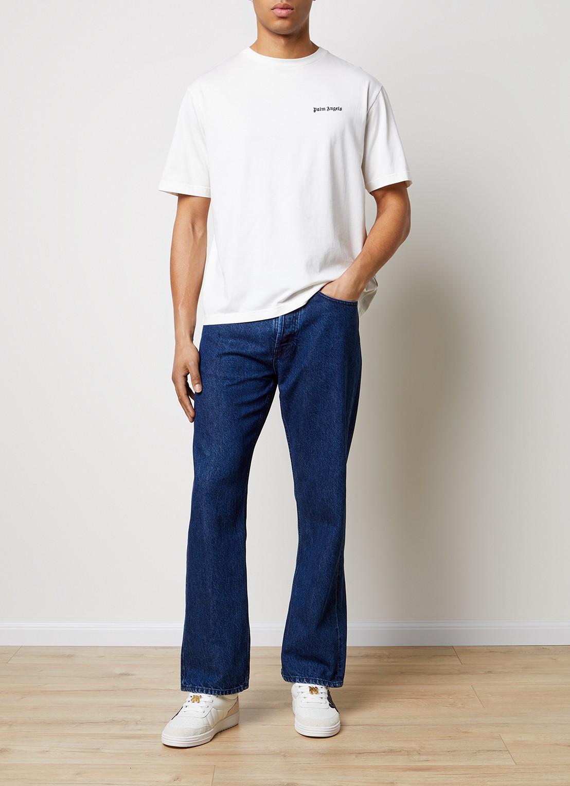 Palm Angels Straight leg jeans met donkere wassing - voorkant 3 indigo