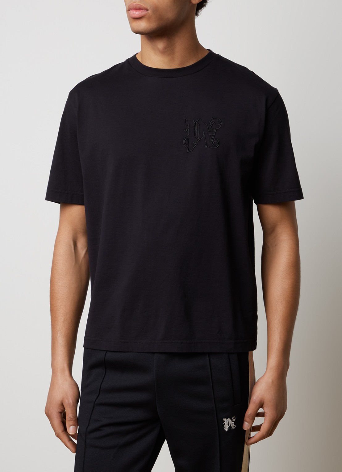 Palm Angels T-shirt met logoborduring - detail zwart