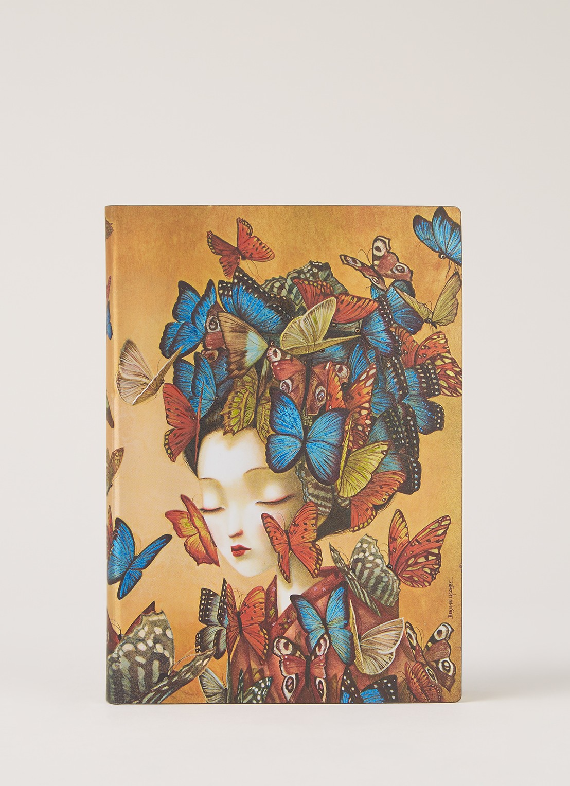 Paperblanks Flexis Midi Madam Butterfly notitieboek 18 x 13 cm - voorkant 2 donkeroranje