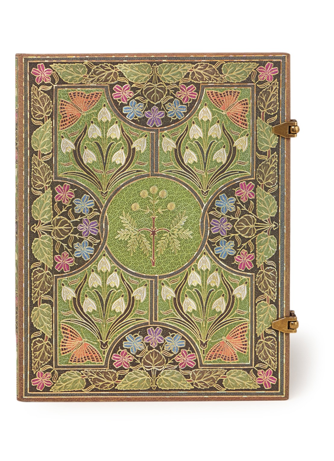 Paperblanks Poetry In Bloom Ultra Lin notitieboek 23 x 18 cm - voorkant mosgroen