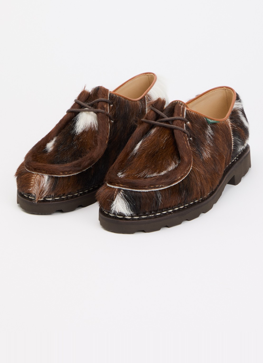 Paraboot Michael veterschoen van leer met ponyhair - detail roodbruin