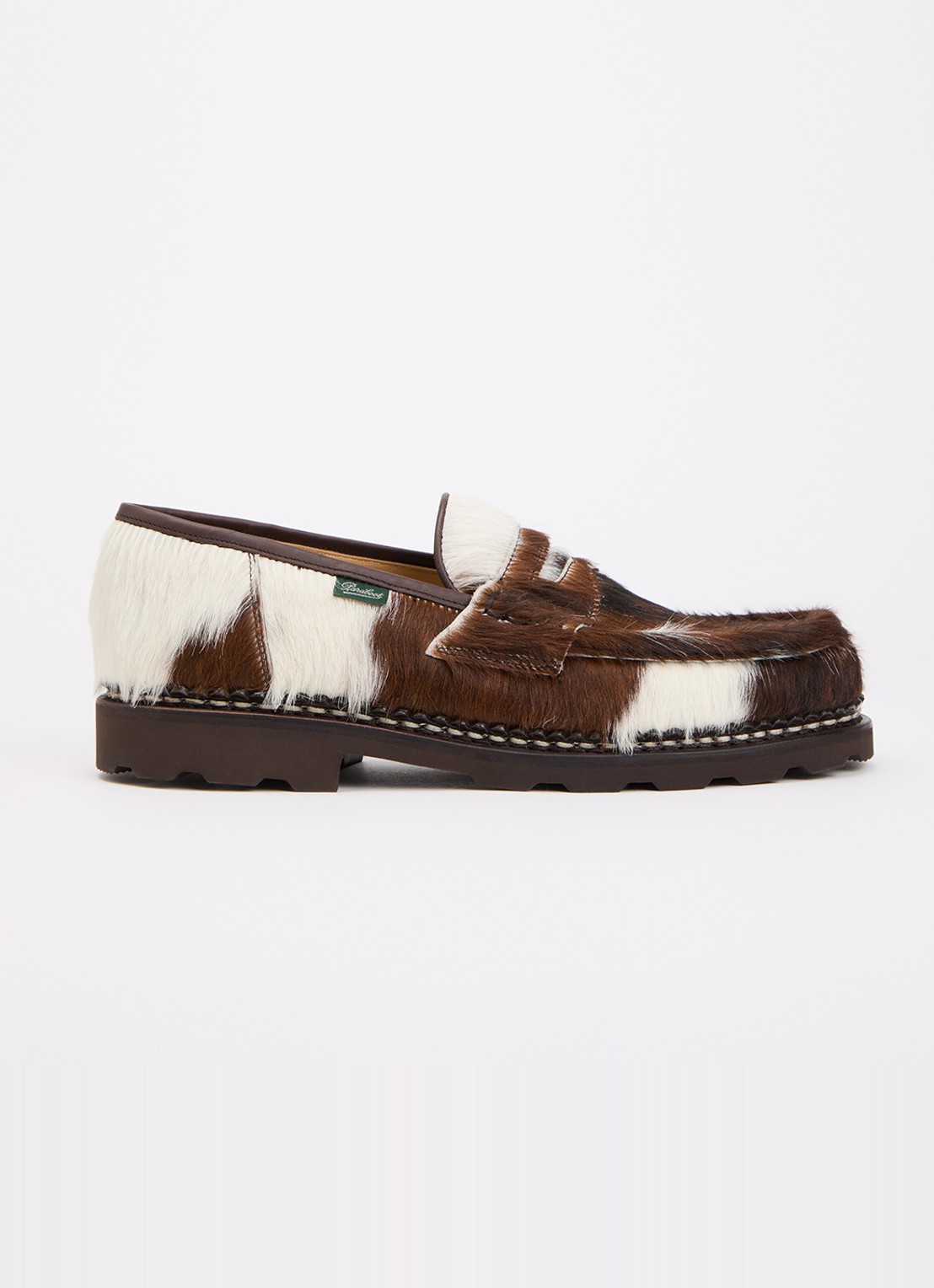 Paraboot Reims loafer van leer met ponyhair - voorkant 5 roodbruin