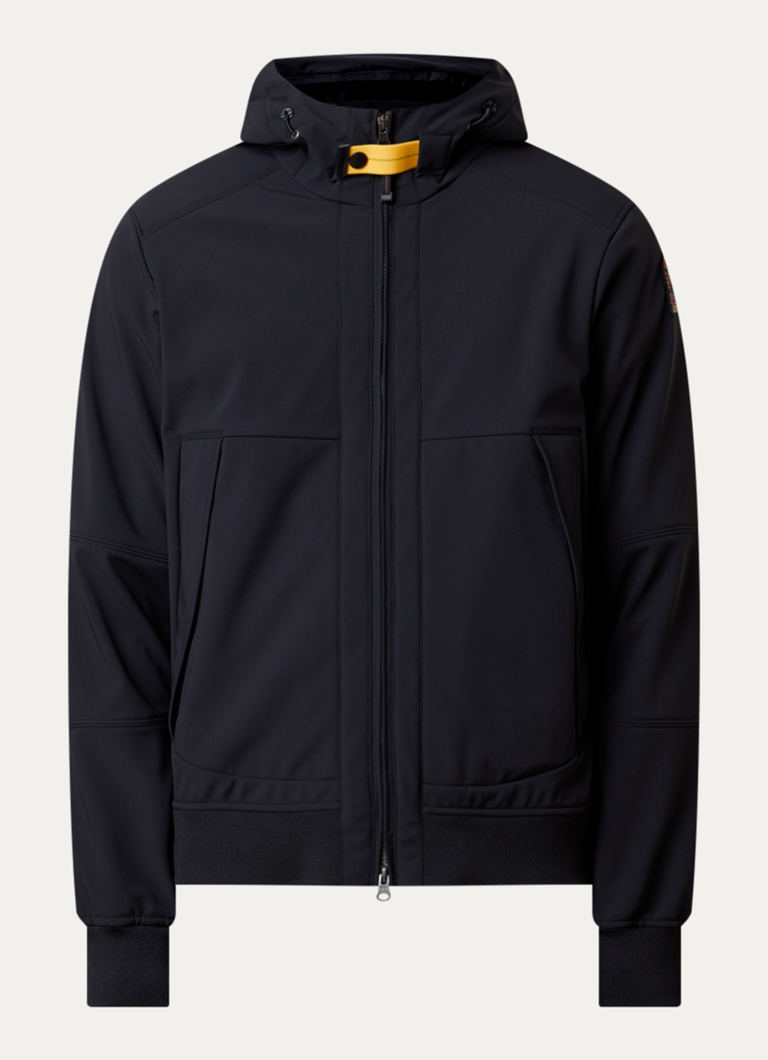 Parajumpers Abner softshell jack met capuchon en ritszakken - voorkant zwart