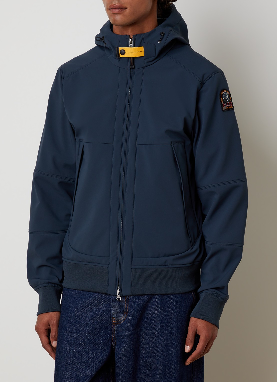 Parajumpers Abner softshell jack met capuchon en ritszakken - detail indigo