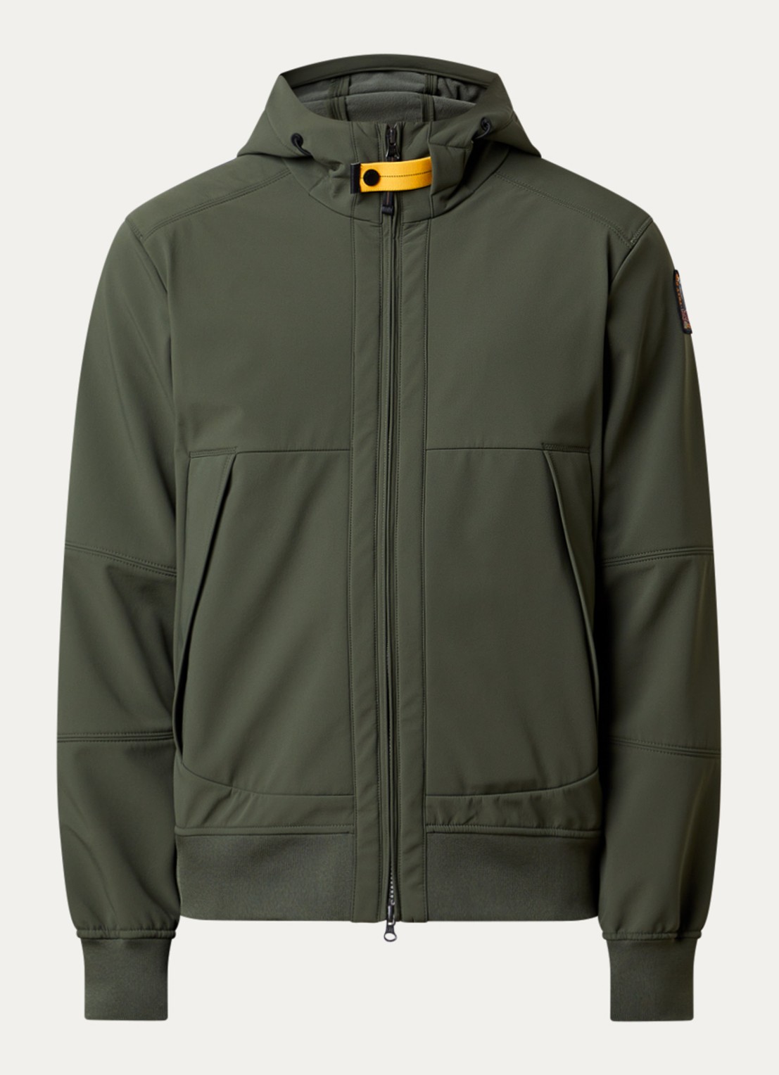 Parajumpers Abner softshell jack met capuchon en ritszakken - voorkant groen