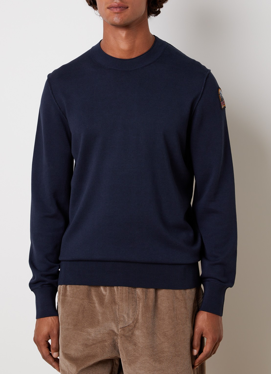 Parajumpers Braw fijngebreide pullover met logo - detail donkerblauw
