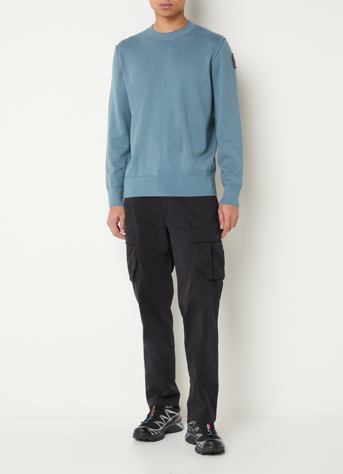 Parajumpers Braw sweater met logo - voorkant 4 staalblauw