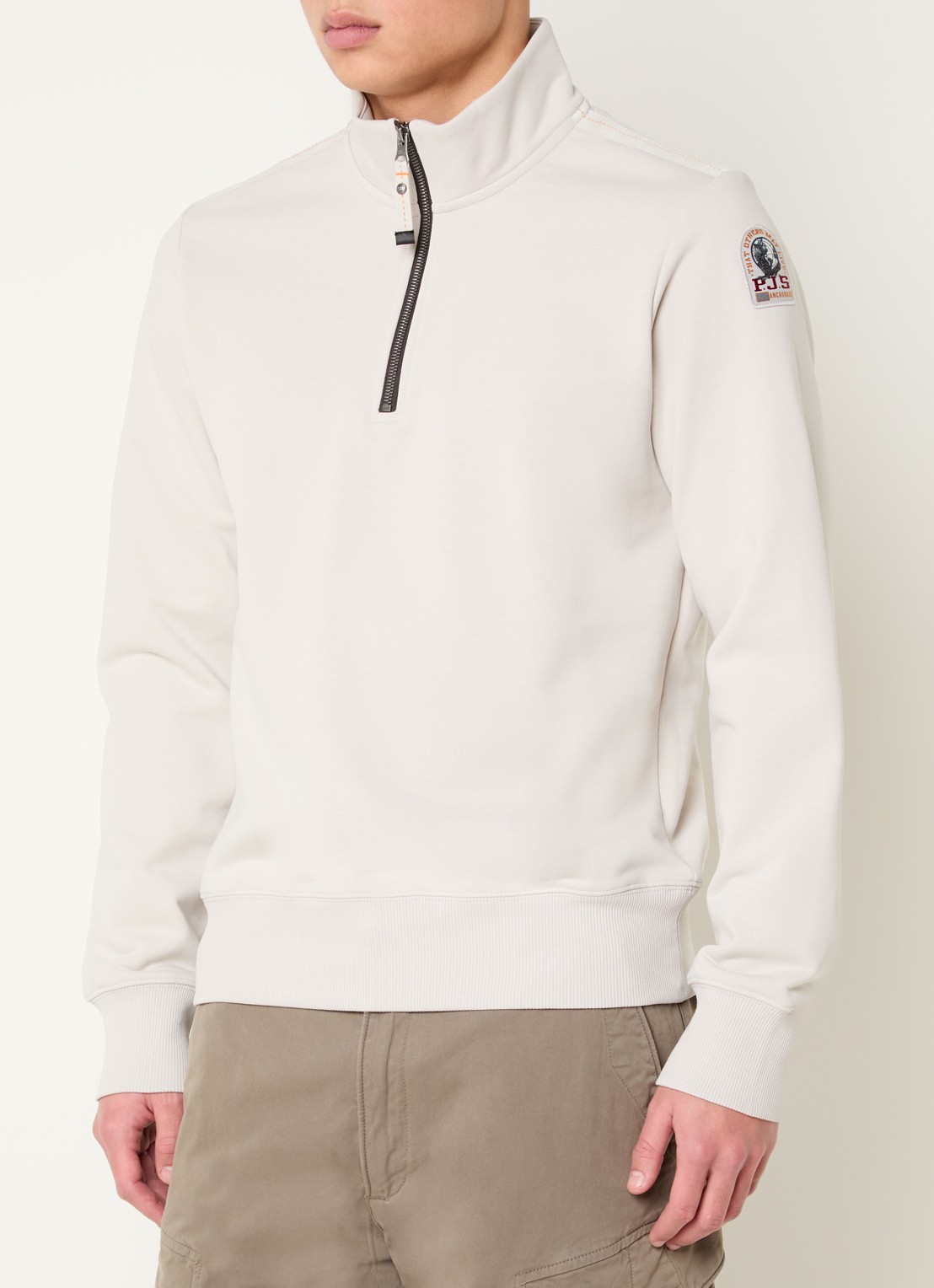 Parajumpers Broad sweater met halve rits en logo - detail 4 beige