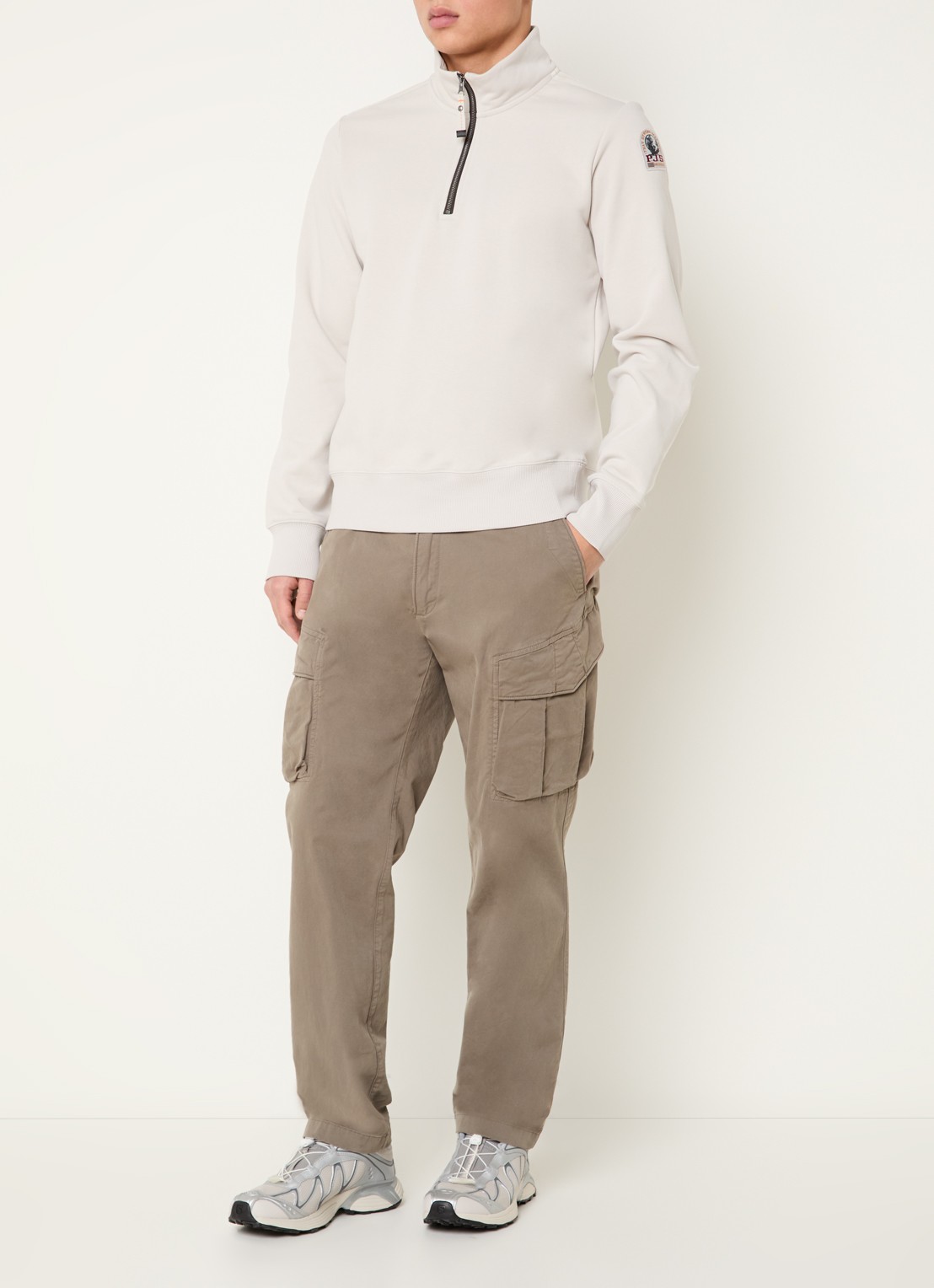 Parajumpers Broad sweater met halve rits en logo - voorkant 2 beige