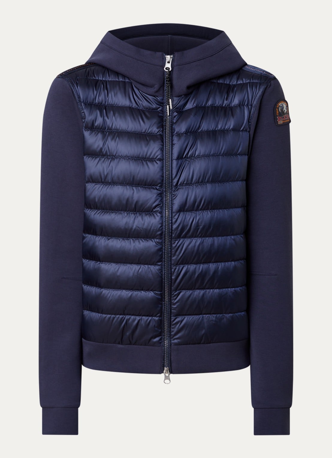 Parajumpers Caeli puffer jack met donsvulling en ritszakken - voorkant indigo