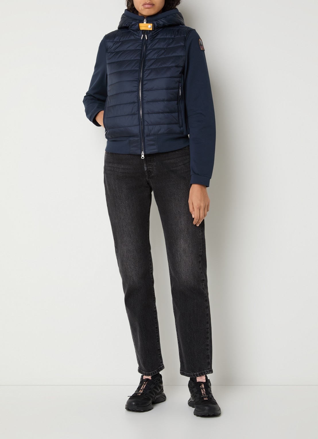 Parajumpers Caelie gewatteerd jack met capuchon - voorkant 3 donkerblauw