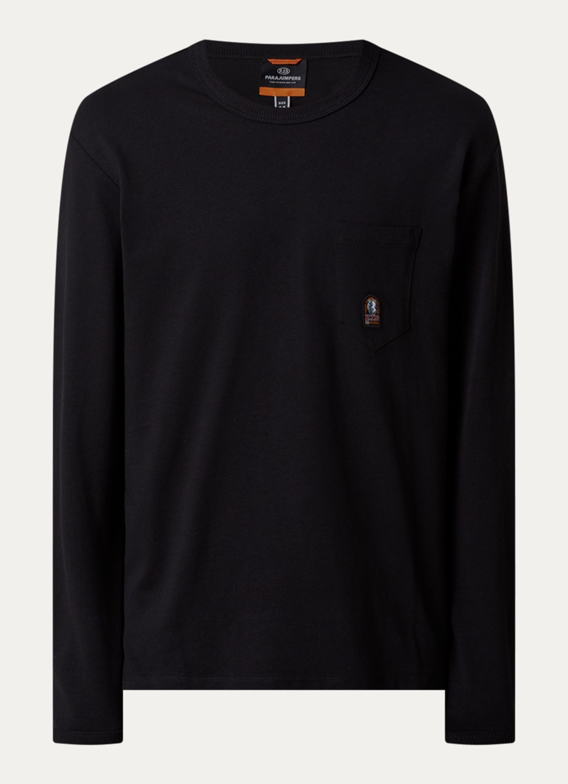 Parajumpers Caspian longsleeve met borstzak en logo - voorkant zwart