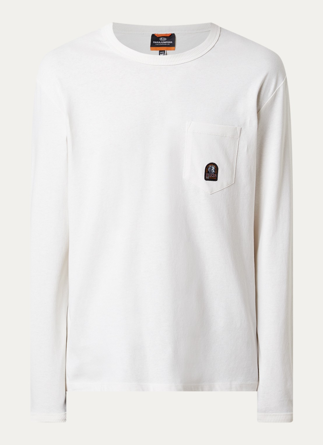 Parajumpers Caspian longsleeve met borstzak en logo - voorkant gebroken wit