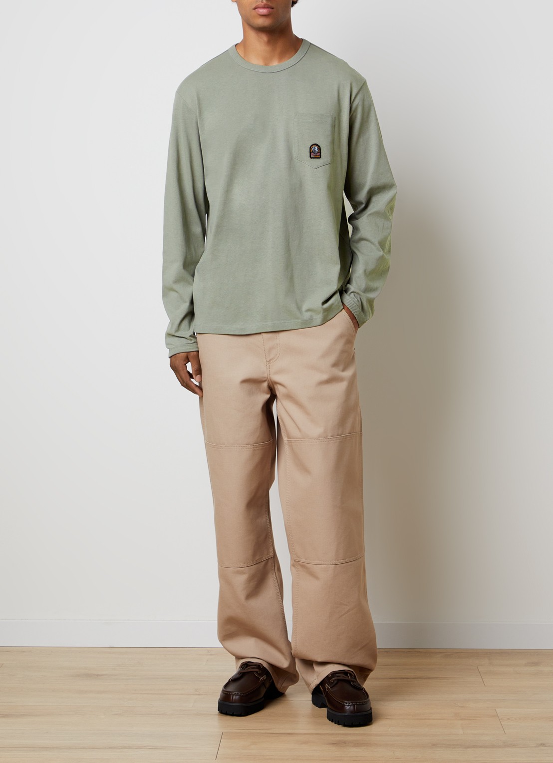 Parajumpers Caspian longsleeve met borstzak en logo - voorkant 3 grijs