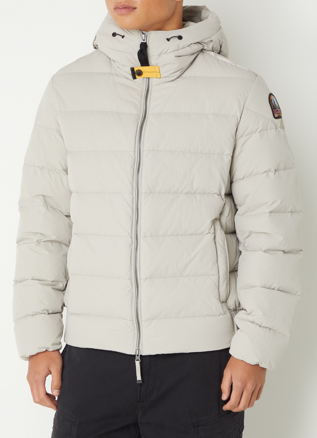 Parajumpers Cassian puffer jack met donsvulling en capuchon - detail 3 lichtgrijs