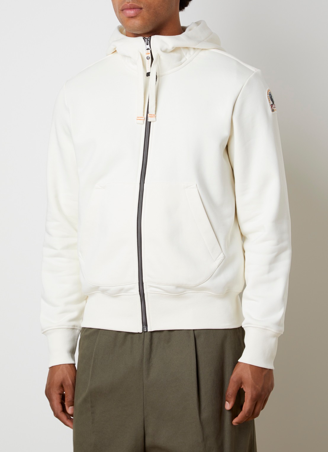 Parajumpers Charlie sweatvest met logoborduring - detail 2 creme